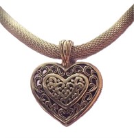 STUNNING VINTAGE SIGNED LOVE DUST HEART NECKLACE