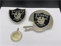 NFL RAIDERS COLLECTIBLES INCLUDING BELT BUCKLES