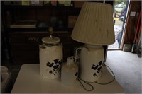 Crock style lamps and jar