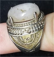 White Opal Stone Skull Ring