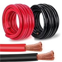 2 Gauge Battery Cable Copper Wire, 10FT Red+10FT