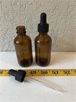 2 Amber Bottles with Droppers