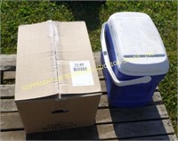 LOT OF PLASTIC BOXES & IGLOO COOLER