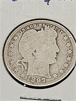 1897-O Silver Barber Quarter