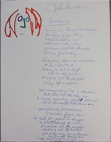 John Lennon Signed andHandwritten "Imagine" Lyrics