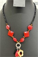Safari murano 28” red glass beaded necklace