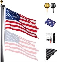 Yescom 25Ft Sectional Flag Pole Kit Black Heavy Du