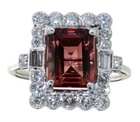 14kt Gold 3.30 ct Pink Tourmaline & Diamond Ring