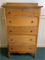 Vintage Oak 5 Drawer Chest