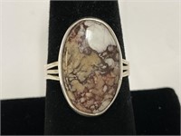 Sterling Oval Stone Ring 4.7gr TW Sz 8.5