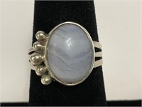 Sterling Light Blue Stone Ring 4.4gr TW Sz 6.5