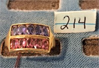 14k sbcs ladies' ring w/pink/blue stones