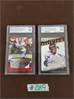 Two graded football cards