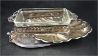 Vintage Silver Glass Casserole & Tray Lot