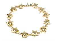 18K Gold Star Link Bracelet (7.5" long)