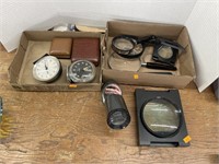 Magnifying glasses and desk clocks