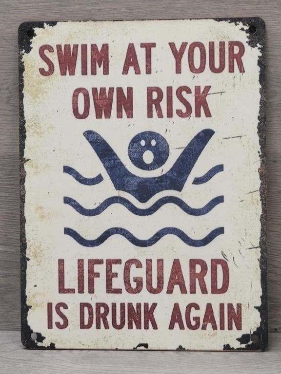 Swim At Your Own Risk...Wood Sign NEW
