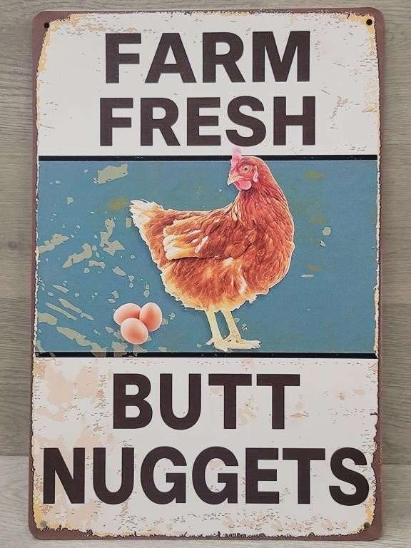 Farm Fresh Butt Nuggets Metal Sign NEW