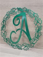 Metal Monogram "A" Winter Wreath/Decor