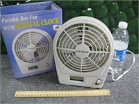 NEW IN BOX PORTABLE FAN WITH CLOCK