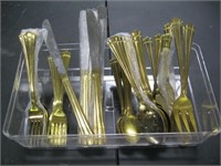 47 PIECES OF GOLD TRIM FLATEWARE - NEW