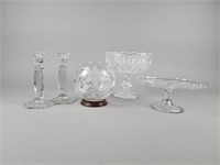 Antique Crystal Candlesticks, Compote Dish & More!