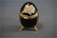 Franklin Mint Faberge Egg Black Jeweled Music Box