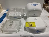 SET OF CORNING WARE SNOWFLAKE PATTERN CASSEROLE