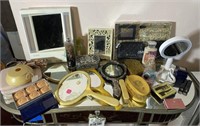 Lot of Vintage Vanity Mirrors Brushes Makeup