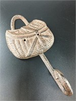 Picnic basket style cast iron coat hook about 9" l