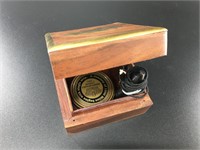 Mahogany and brass trinket box with small brass co