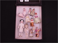 Container of 11 vintage small china dolls