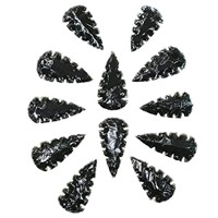 12PC Serrated Black Obsidian Arrowhead Spearhead H