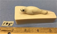 3 1/2" x 1 1/2" x 1 3/4" vintage carving of a seal