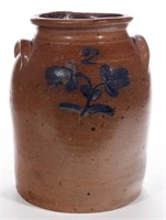 AMERICAN DECORATED STONEWARE TABLE CHURN,