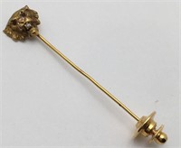 Antique 10k Gold, Diamond & Ruby Lion Pin