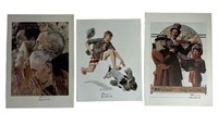 Norman Rockwell- 3 Autographed Art Book Pages