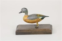 Miniature Blue-winged Teal Drake, Handcarved and
