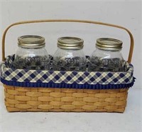 Longaberger basket with long aberger jars
