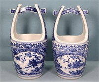 Pr. Chinese Blue & White Porcelain Buckets