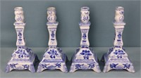 (4) Blue & White Porcelain Candlesticks