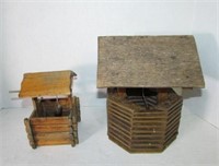 Two Table Top Vintage Wooden Wells, Decor