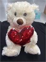 Fuzzy bear with sequin heart