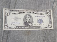 1953 $5 STAR Silver Certificate NICE one