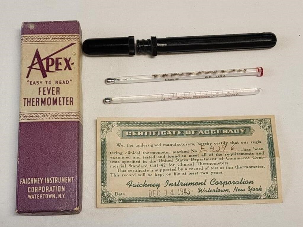 Vintage Apex "easy to read" fever thermometer
