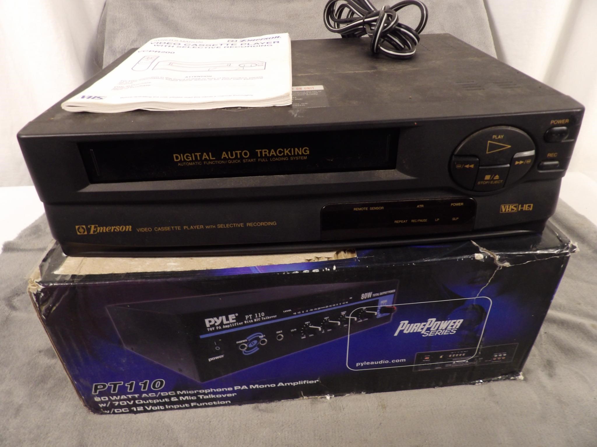 Emerson VCR and Pyle Amplifier