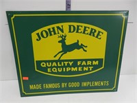 John Deere tin sign, 15" x 12", repro