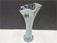 Vintage Bournique Slag Glass 10" Vase