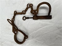 Convict puzzle lock legs irons with original key