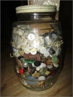 Vintage Buttons in Large Glass Jar